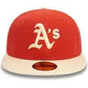 kasketter-flad-orange-tilpasset-59fifty-side-patch-fra-oakland-athletics-mlb-af-new-era