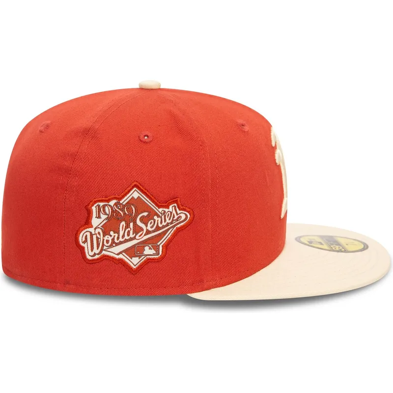kasketter-flad-orange-tilpasset-59fifty-side-patch-fra-oakland-athletics-mlb-af-new-era kasketter-flad-orange-tilpasset-59fifty-side-patch-fra-oakland-athletics-mlb-af-new-era