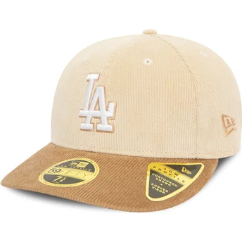 Beige og brun justerbar 59FIFTY Low Profile Cord kasket fra Los Angeles Dodgers MLB af New Era