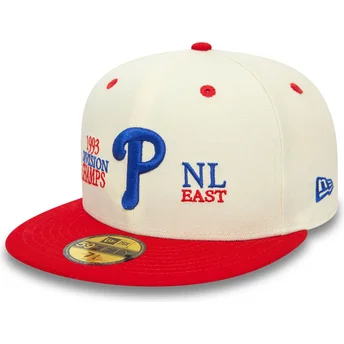 Beige og rød justerbar 59FIFTY 93 Division flad kasket fra Philadelphia Phillies MLB af New Era