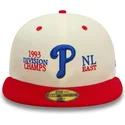 beige-og-rod-fladskaermskasket-59fifty-93-division-af-philadelphia-phillies-mlb-fra-new-era