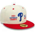 beige-og-rod-fladskaermskasket-59fifty-93-division-af-philadelphia-phillies-mlb-fra-new-era