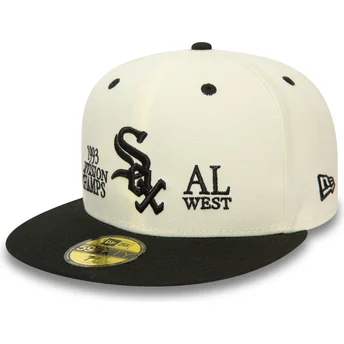 Beige og sort justerbar 59FIFTY 93 Division flad kasket fra Chicago White Sox MLB af New Era