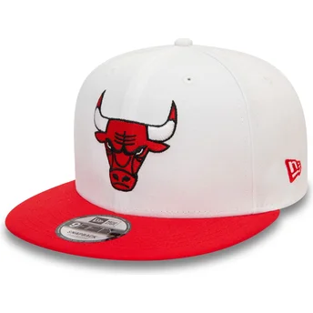 Hvid og rød flad kasket snapback 9FIFTY White Crown Patch fra Chicago Bulls NBA fra New Era