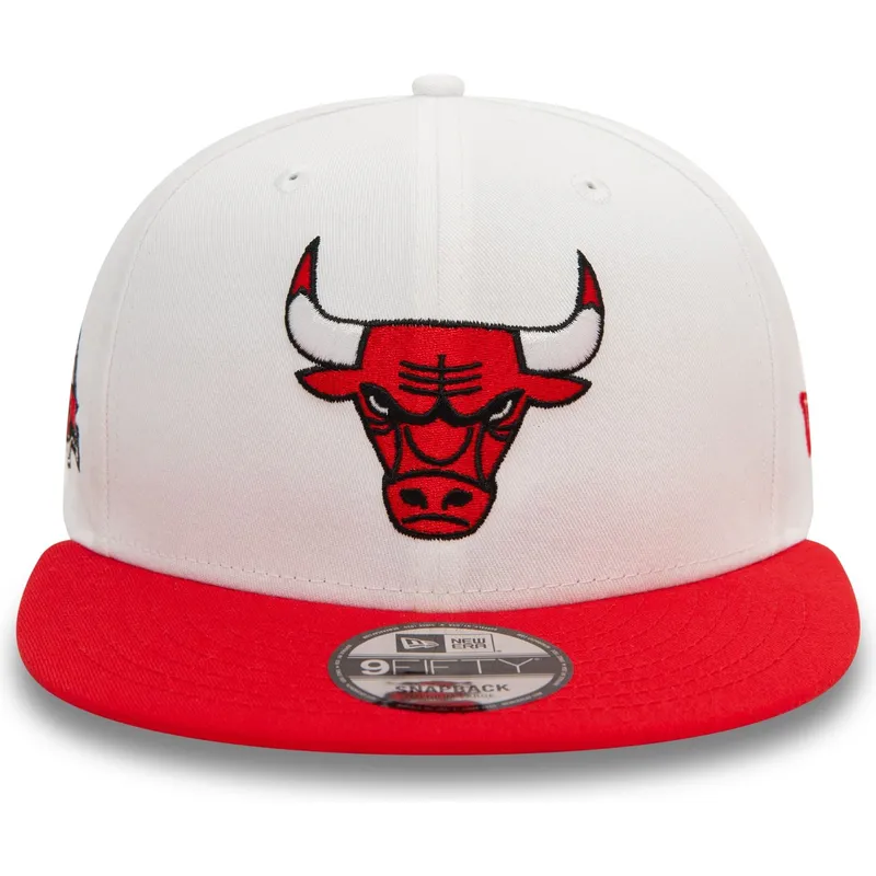 kasketter-flad-rod-snapback-9fifty-white-crown-patch-fra-chicago-bulls-nba-af-new-era