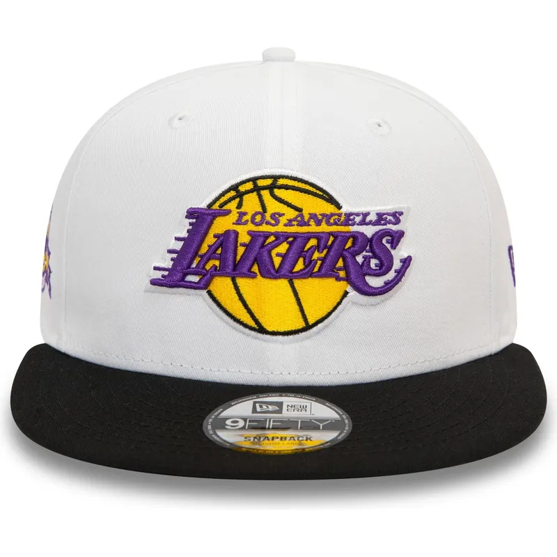 kasketter-flad-sort-snapback-9fifty-white-crown-patch-fra-los-angeles-lakers-nba-af-new-era