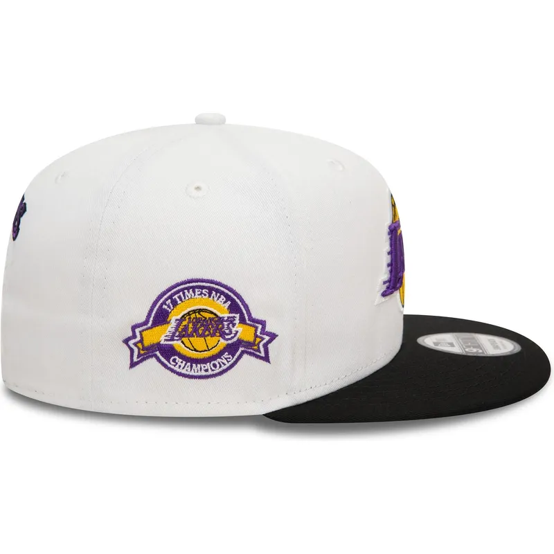 kasketter-flad-sort-snapback-9fifty-white-crown-patch-fra-los-angeles-lakers-nba-af-new-era