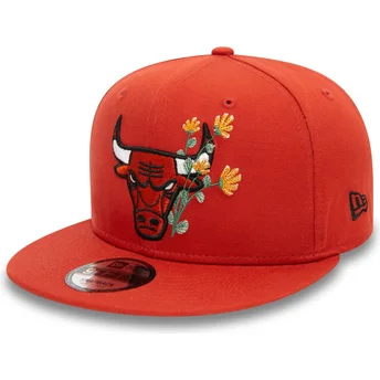 Orange snapback 9FIFTY sæsonblomst fra Chicago Bulls NBA fra New Era