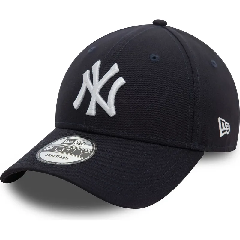 justerbar-marinebla-kurvet-kasket-9forty-side-patch-fra-new-york-yankees-mlb-fra-new-era