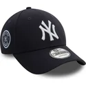justerbar-marinebla-kurvet-kasket-9forty-side-patch-fra-new-york-yankees-mlb-fra-new-era