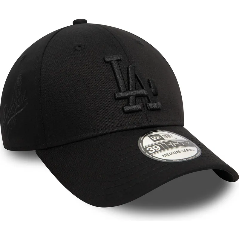 los-angeles-dodgers-mlb-new-era-39thirty-monochrome-sort-justerbar-buet-kasket-med-sort-logo