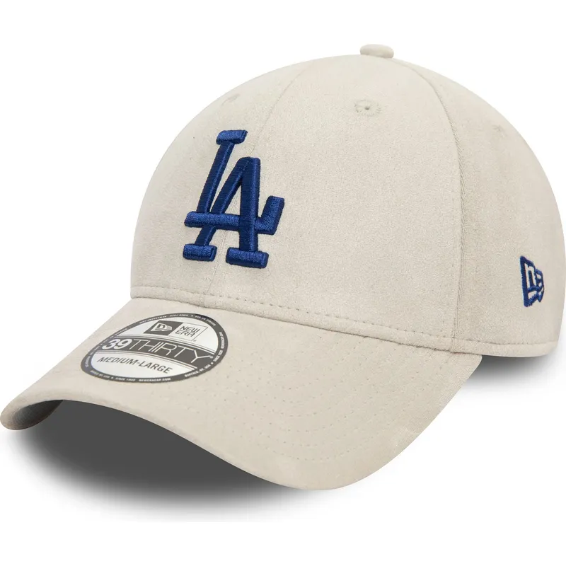 los-angeles-dodgers-mlb-39thirty-faux-suede-beige-buet-kasket-med-justerbar-pasform-og-blat-logo-fra-new-era