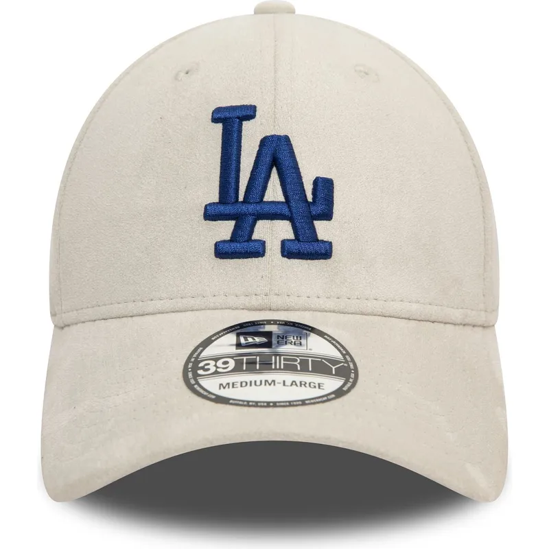 los-angeles-dodgers-mlb-39thirty-faux-suede-beige-buet-kasket-med-justerbar-pasform-og-blat-logo-fra-new-era