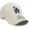 los-angeles-dodgers-mlb-39thirty-faux-suede-beige-buet-kasket-med-justerbar-pasform-og-blat-logo-fra-new-era