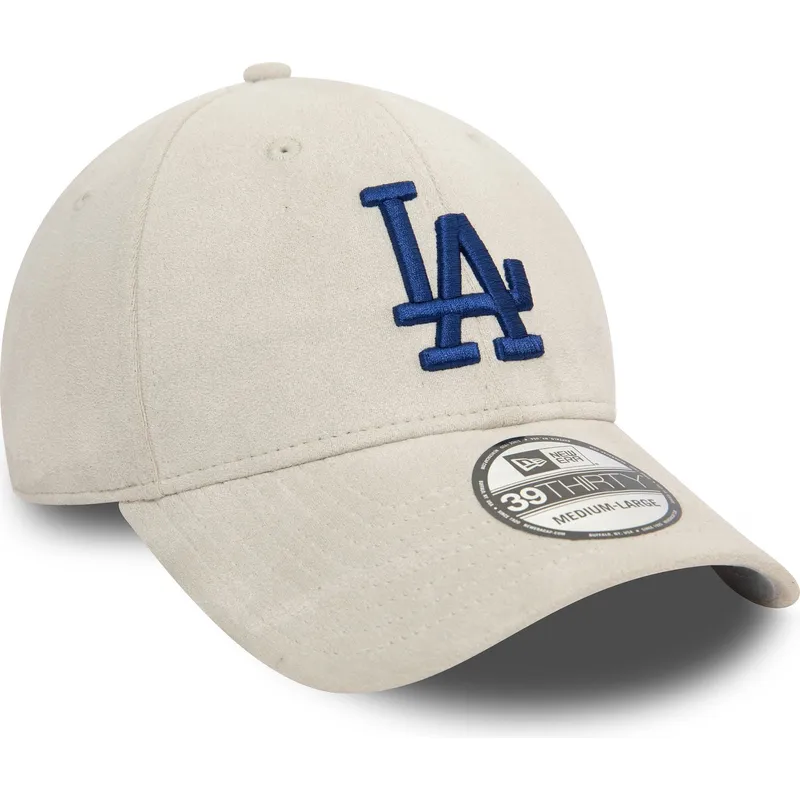 los-angeles-dodgers-mlb-39thirty-faux-suede-beige-buet-kasket-med-justerbar-pasform-og-blat-logo-fra-new-era