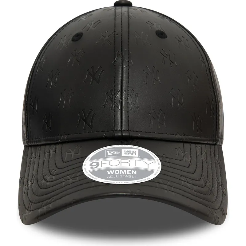 new-york-yankees-mlb-new-era-9forty-pu-monogram-justerbar-sort-kvindekasket-med-buet-skygge