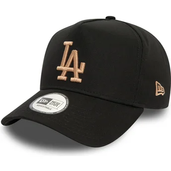 Sort buet snapback kasket med beige logo 9FORTY E Frame League Essential fra Los Angeles Dodgers MLB fra New Era