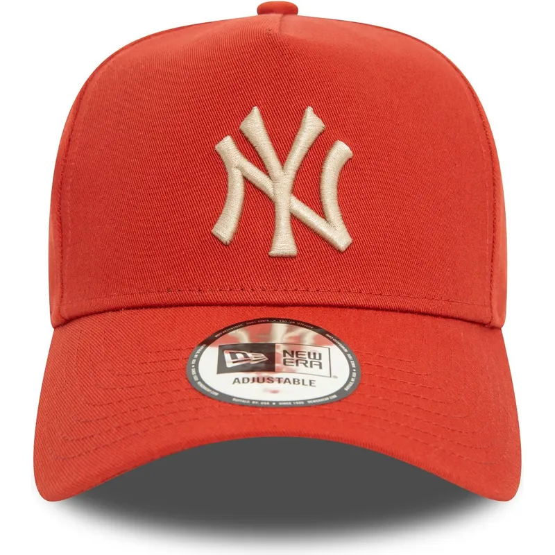new-york-yankees-mlb-new-era-9forty-e-frame-league-essential-orange-snapback-kasket-med-beige-logo