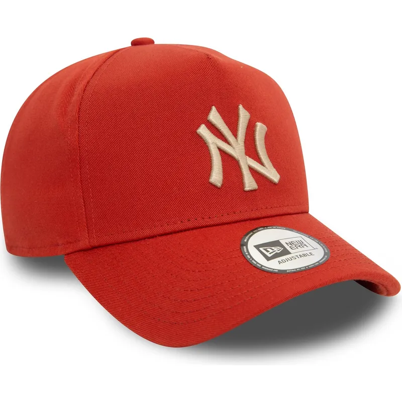 new-york-yankees-mlb-new-era-9forty-e-frame-league-essential-orange-snapback-kasket-med-beige-logo