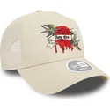 gorra-trucker-beige-til-kvinder-9forty-e-frame-flower-bird-fra-new-era