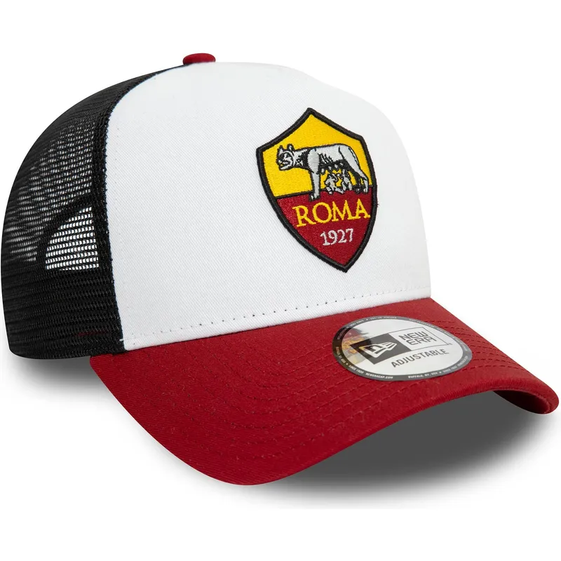 hvid-sort-og-rod-9forty-e-frame-core-trucker-kasket-fra-associazione-sportiva-roma-serie-a-fra-new-era