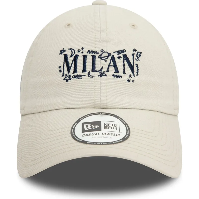 kasketter-buet-beige-justerbar-rem-9twenty-scribble-fra-ac-milan-serie-a-af-new-era