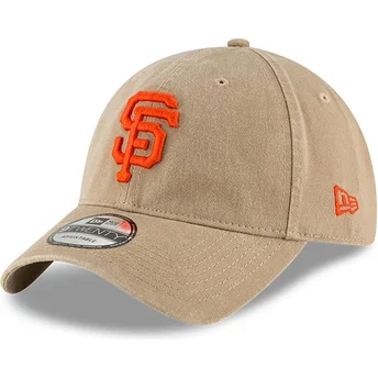 Beige justerbar 9TWENTY Core Classic kasket med bue fra San Francisco Giants MLB af New Era