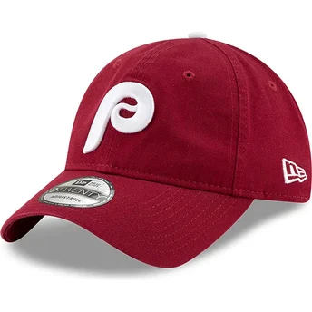 Mørkerød justerbar 9TWENTY Core Classic kasket fra Philadelphia Phillies MLB af New Era