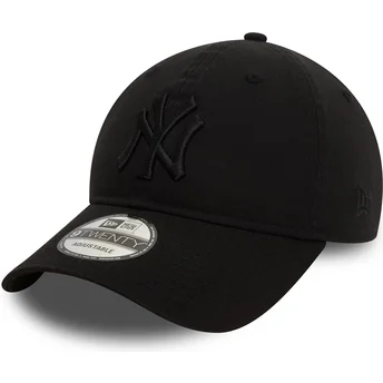 Justerbar sort krummet kasket med sort logo 9TWENTY Washed fra New York Yankees MLB fra New Era