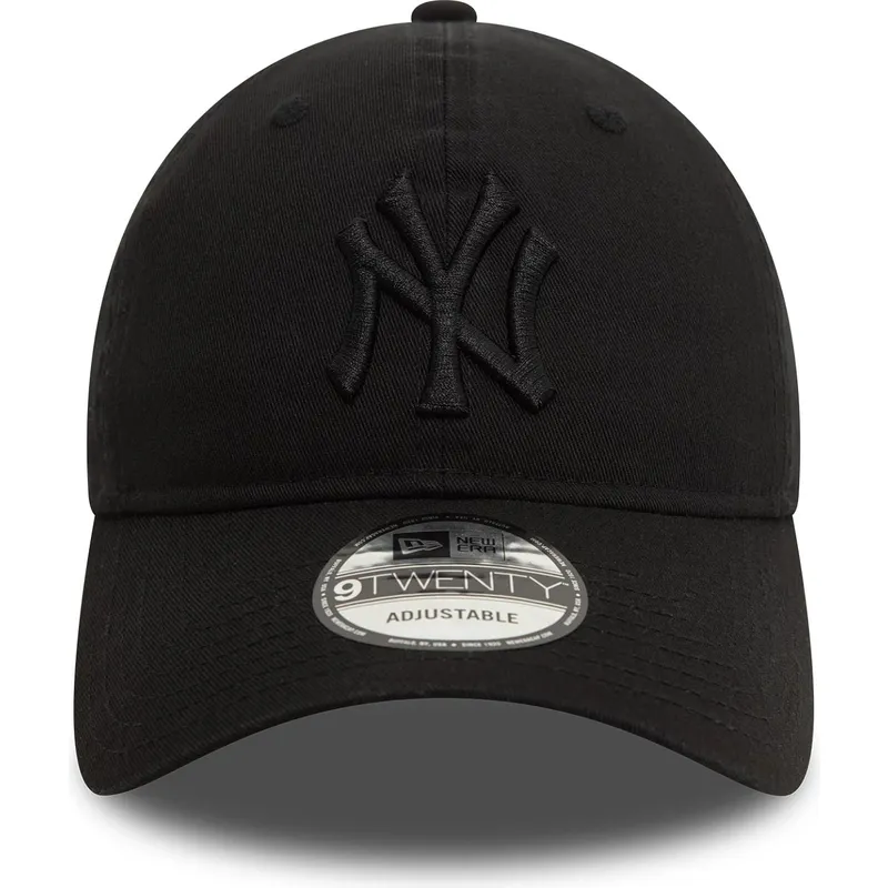 sort-justerbar-curved-kasket-med-sort-logo-9twenty-washed-fra-new-york-yankees-mlb-fra-new-era