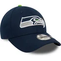 justerbar-marinebla-buet-kasket-til-born-9forty-the-league-fra-seattle-seahawks-nfl-fra-new-era