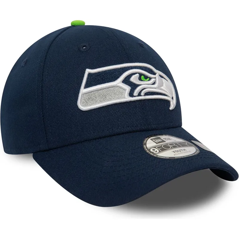 justerbar-marinebla-buet-kasket-til-born-9forty-the-league-fra-seattle-seahawks-nfl-fra-new-era