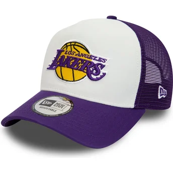 Hvid og violet A Frame Team Colour trucker kasket fra Los Angeles Lakers NBA af New Era