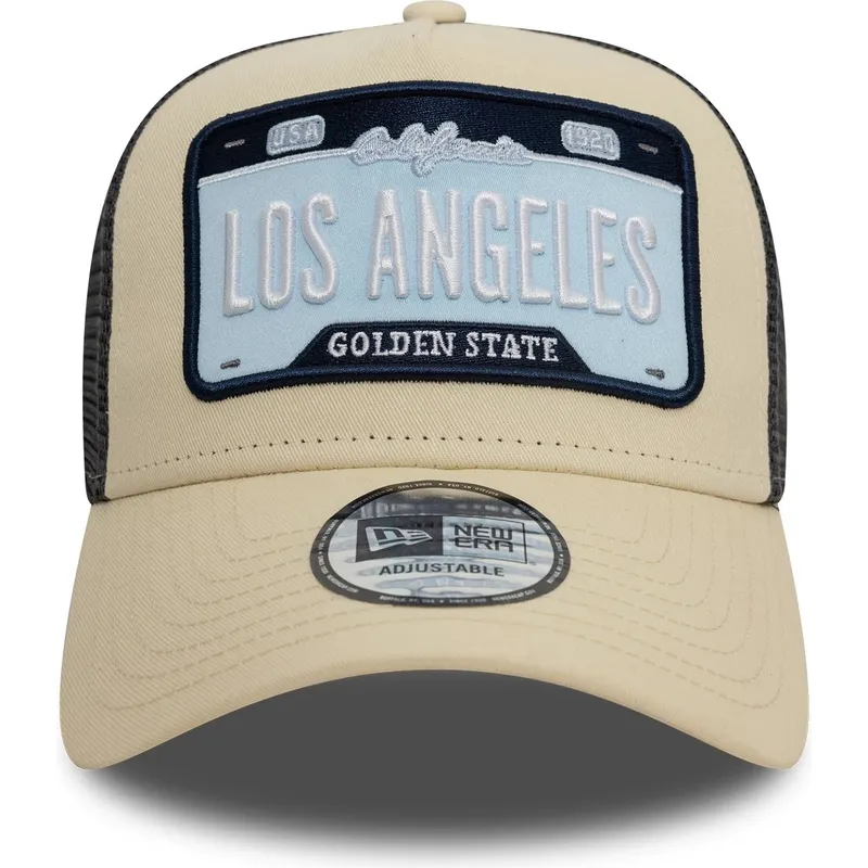 beige-og-sort-trucker-cap-a-frame-license-plate-los-angeles-byer-og-strande-fra-new-era