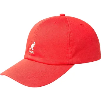 Justerbar rød krummet vasket baseballkasket Cherry Glow fra Kangol