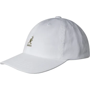 Justerbar hvid bøjet kasket Washed Baseball White fra Kangol