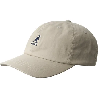 Justerbar beige buet kasket Vasket Baseball Khaki fra Kangol