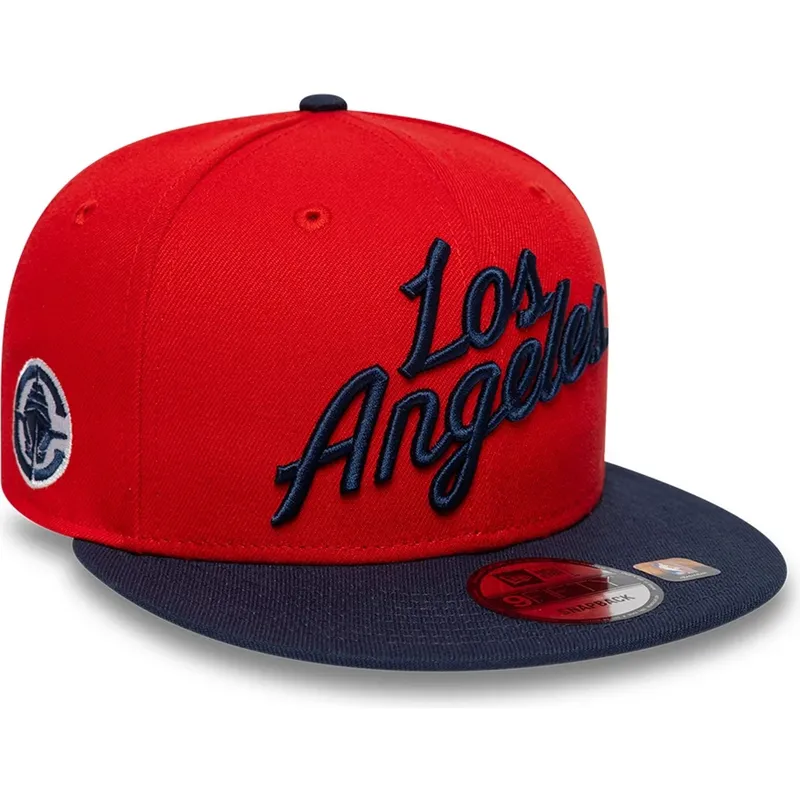 rod-og-marinebla-flad-snapback-kasket-9fifty-statement-fra-los-angeles-clippers-nba-fra-new-era