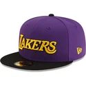 flad-violet-og-sort-fitted-kasket-59fifty-statement-fra-los-angeles-lakers-nba-fra-new-era
