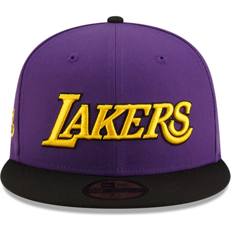 flad-violet-og-sort-fitted-kasket-59fifty-statement-fra-los-angeles-lakers-nba-fra-new-era
