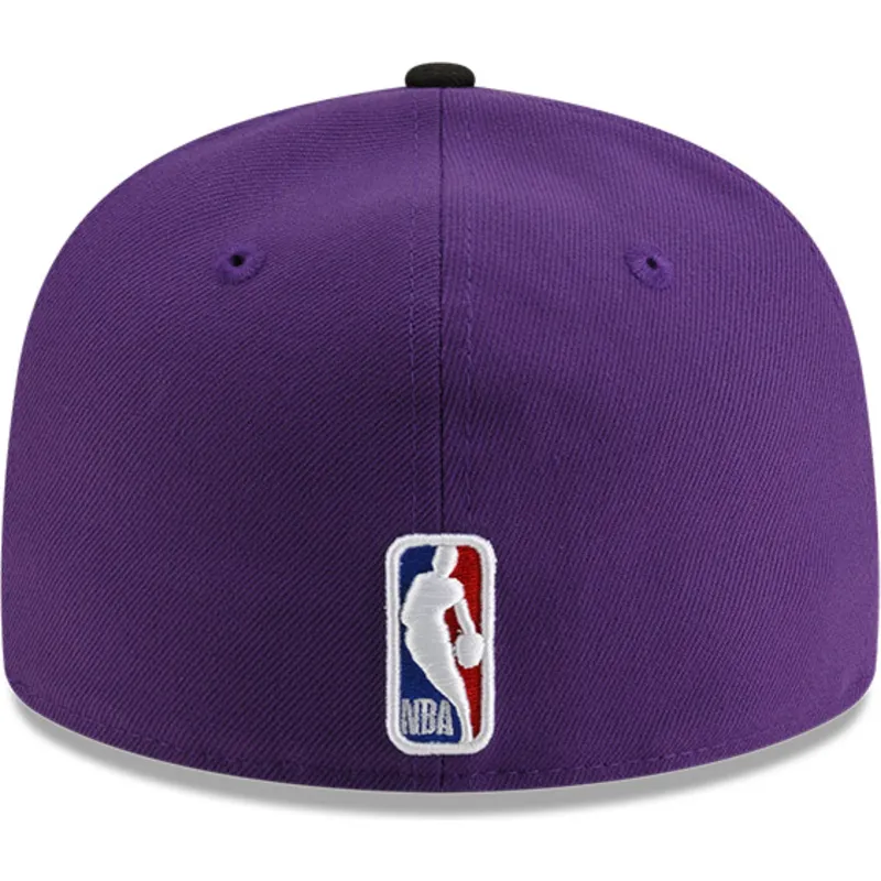 flad-violet-og-sort-fitted-kasket-59fifty-statement-fra-los-angeles-lakers-nba-fra-new-era