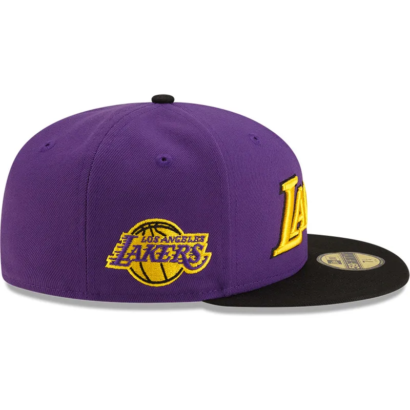 flad-violet-og-sort-fitted-kasket-59fifty-statement-fra-los-angeles-lakers-nba-fra-new-era