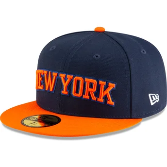 Marineblå og orange justerbar 59FIFTY Statement flad kasket fra New York Knicks NBA af New Era