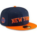 gorra-plana-azul-marino-y-naranja-ajustada-59fifty-statement-de-new-york-knicks-nba-de-new-era