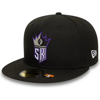 Sort, justerbar 59FIFTY Classic fladskærmshat fra Sacramento Kings NBA fra New Era