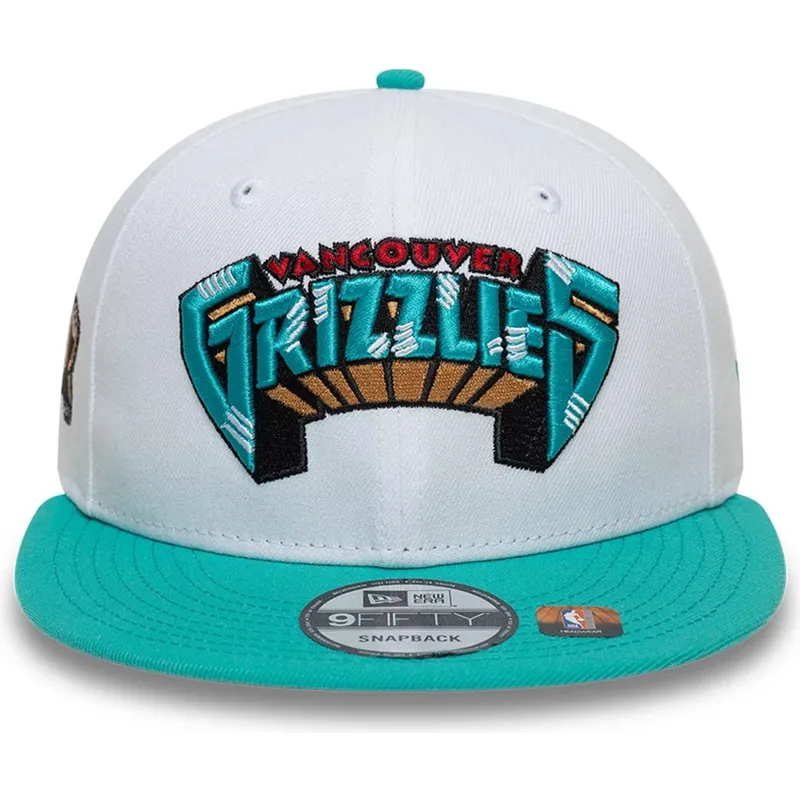 hvid-og-gron-flat-cap-snapback-9fifty-classic-fra-memphis-grizzlies-nba-fra-new-era