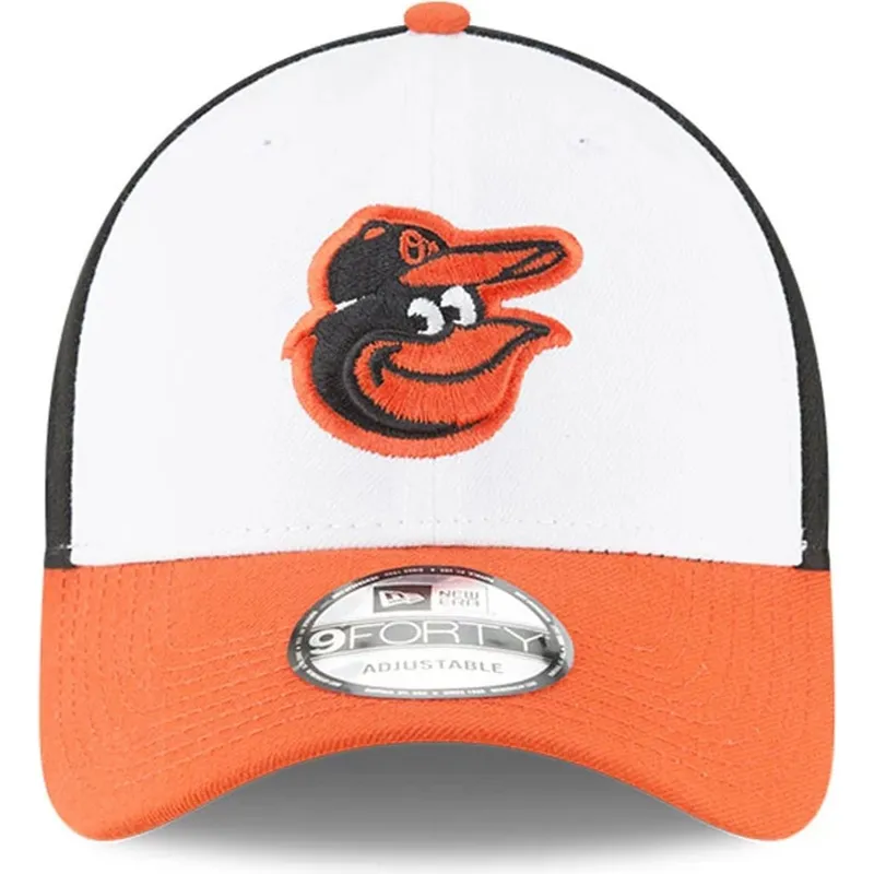 hvid-sort-og-orange-justerbar-kurvet-kasket-9forty-the-league-fra-baltimore-orioles-mlb-fra-new-era