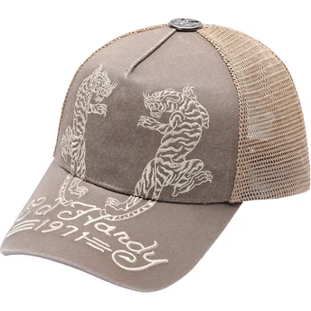 Ed Hardy's beige Desert Tiger trucker kasket