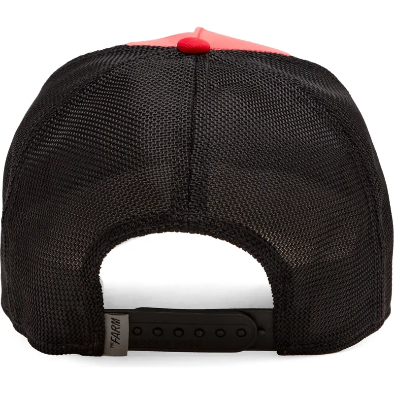 trucker-kasket-rod-og-sort-hest-shleather-stallion-the-farm-fra-goorin-bros