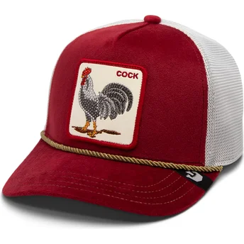 Trucker kasket rød og hvid hane Cock Garnet Rooster The Farm Jewel Tones fra Goorin Bros.